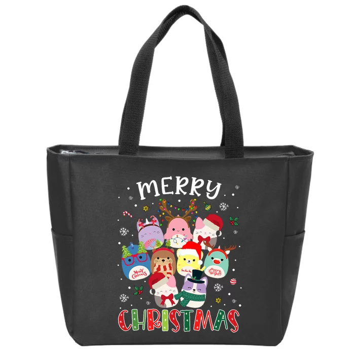 Merry Christmas Squish Squad Mallow Zip Tote Bag