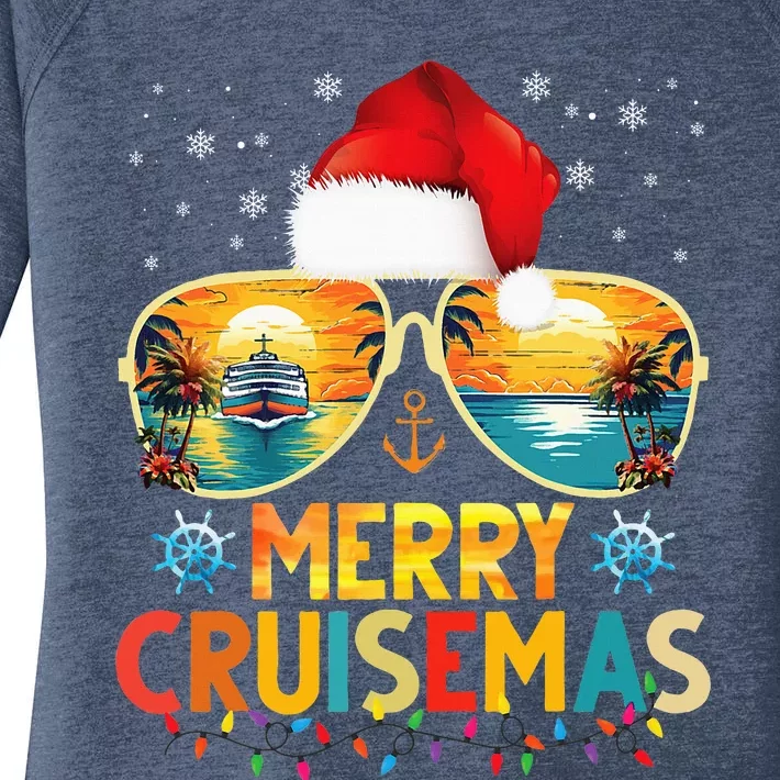 Merry Cruisemas Santa Hat Retro Cruise Ship Christmas Cruise Women's Perfect Tri Tunic Long Sleeve Shirt