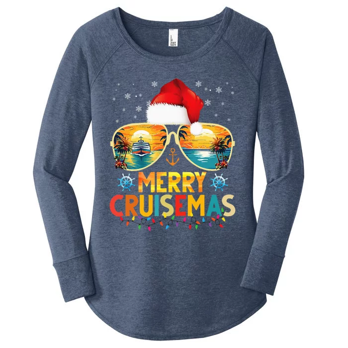 Merry Cruisemas Santa Hat Retro Cruise Ship Christmas Cruise Women's Perfect Tri Tunic Long Sleeve Shirt