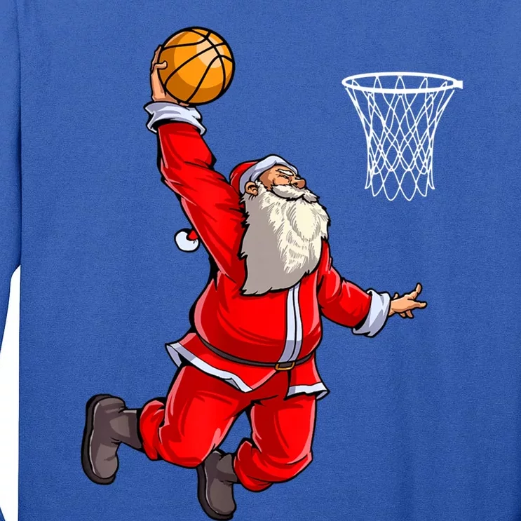 Merry Christmas Santa Basketball Player Funny Gift Slam Dunk Xmas Cool Gift Tall Long Sleeve T-Shirt