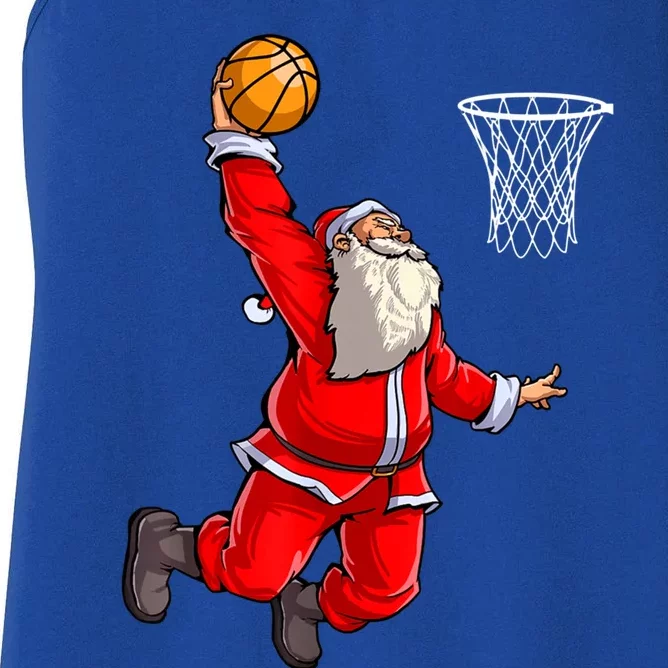 Merry Christmas Santa Basketball Player Funny Gift Slam Dunk Xmas Cool Gift Women's Racerback Tank