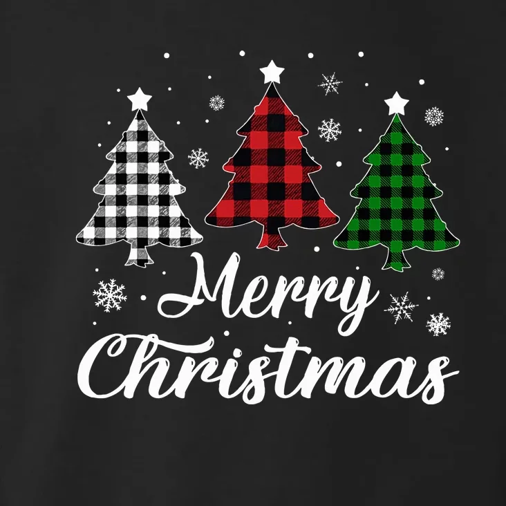 Merry Christmas Tree Xmas Buffalo Plaid Red White Green Toddler Hoodie