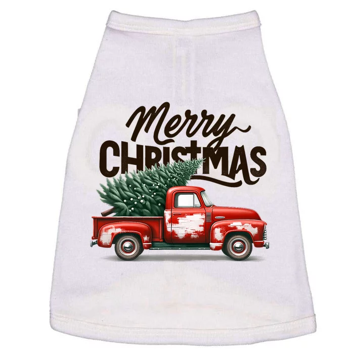 Merry Christmas Tree On Red Truck Wagon Family Matching Doggie Tank