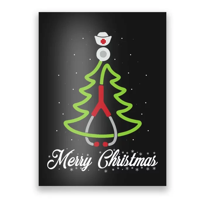 Merry Christmas Tree Stethoscope Nurse Rn Cool Xmas Gifts Poster