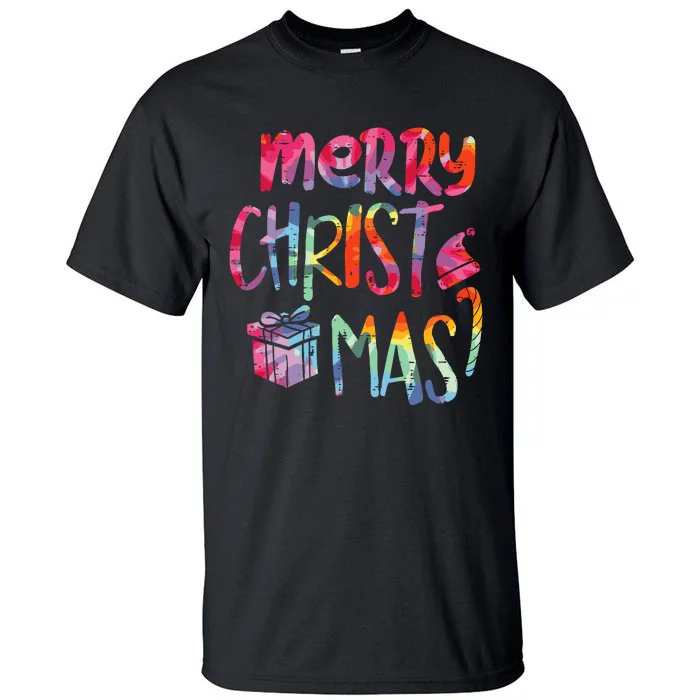 Merry Christmas Tiedye Xmas Holiday Girl Boy Tall T-Shirt