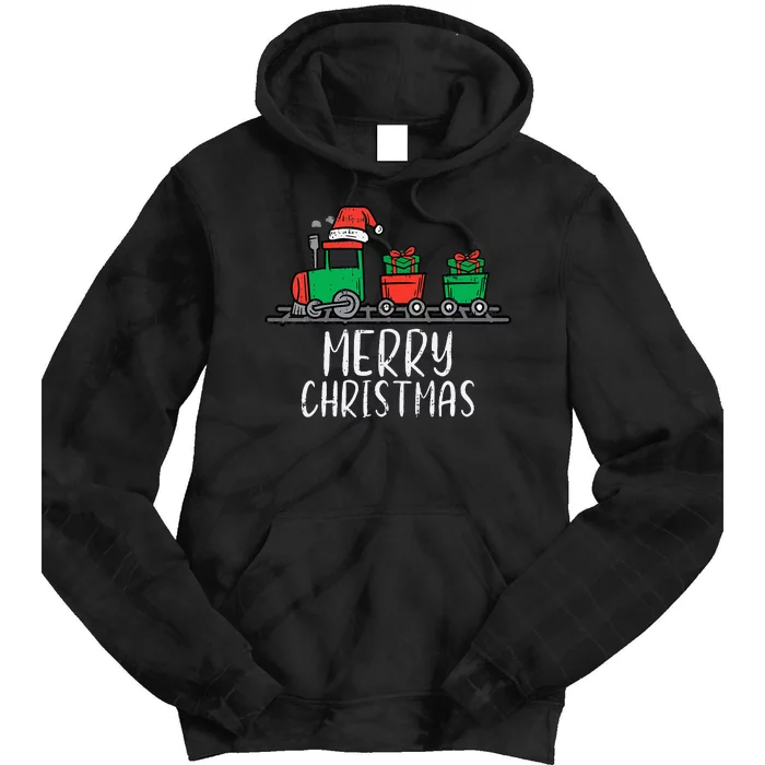 Merry Christmas Train Santa Cute Xmas Tie Dye Hoodie