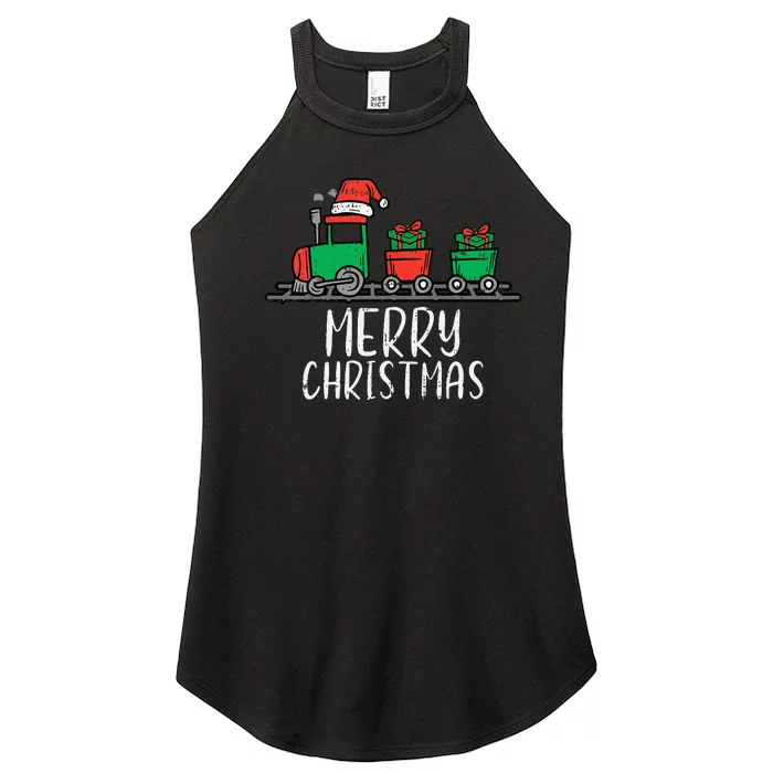 Merry Christmas Train Santa Cute Xmas Women’s Perfect Tri Rocker Tank