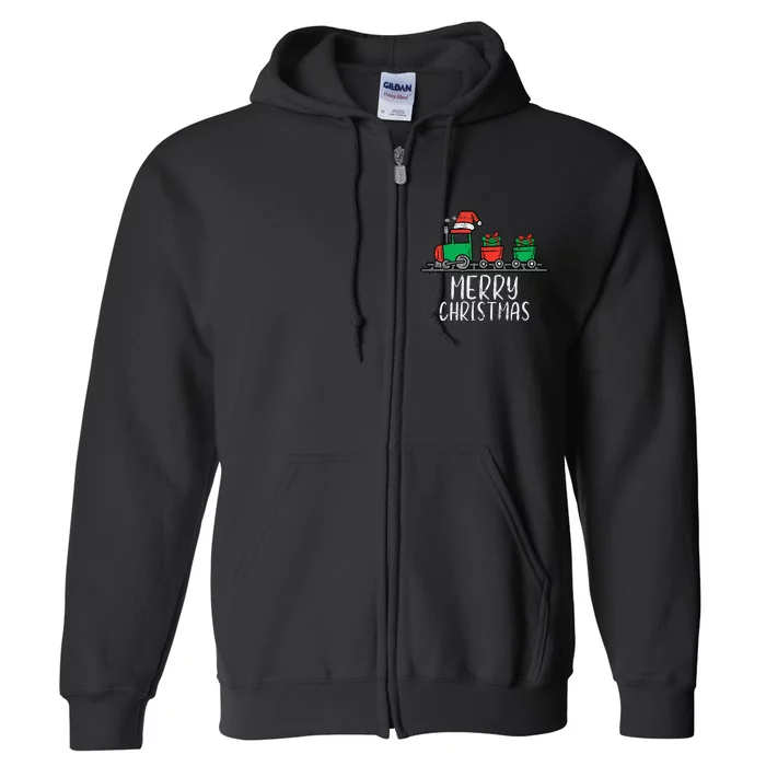 Merry Christmas Train Santa Cute Xmas Full Zip Hoodie