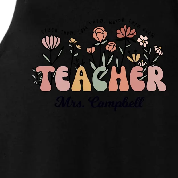 Mrs Campbell Teacher Wildflower Back To School Gift Ladies Tri-Blend Wicking Tank