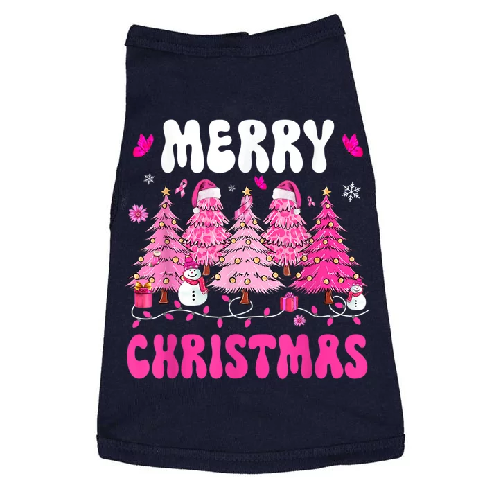 Merry Christmas Trees Pink Leopard Buffalo Plaid Doggie Tank