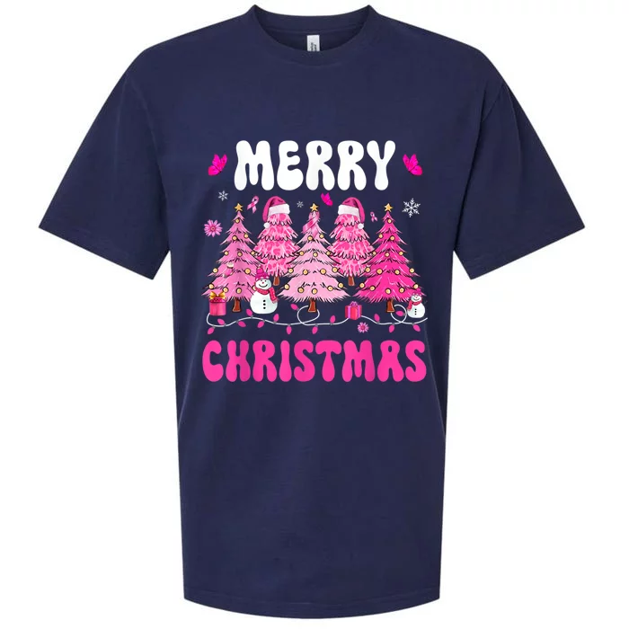 Merry Christmas Trees Pink Leopard Buffalo Plaid Sueded Cloud Jersey T-Shirt