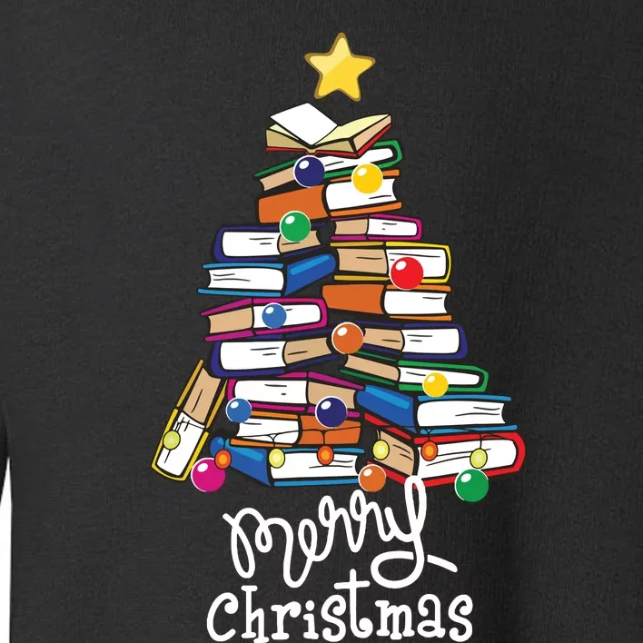 Merry Christmas Tree Love Reading Books Librarian Nerd Toddler Sweatshirt