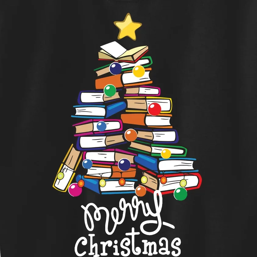 Merry Christmas Tree Love Reading Books Librarian Nerd Kids Sweatshirt