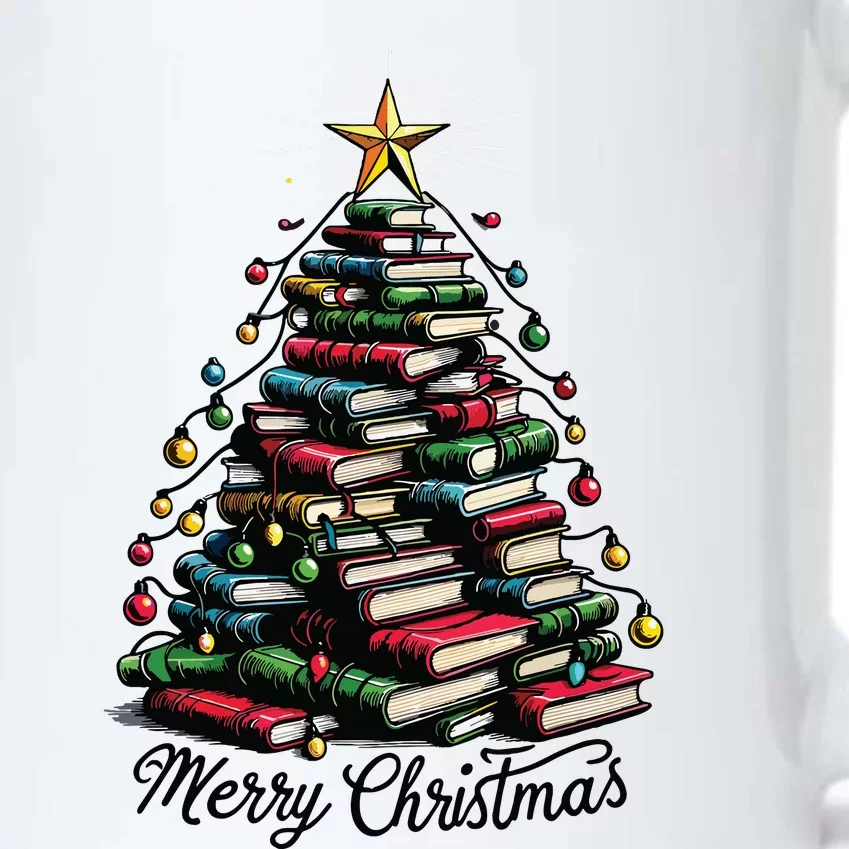 Merry Christmas Tree Love Reading Books Librarian Women Black Color Changing Mug