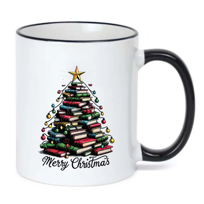 Merry Christmas Tree Love Reading Books Librarian Women Black Color Changing Mug