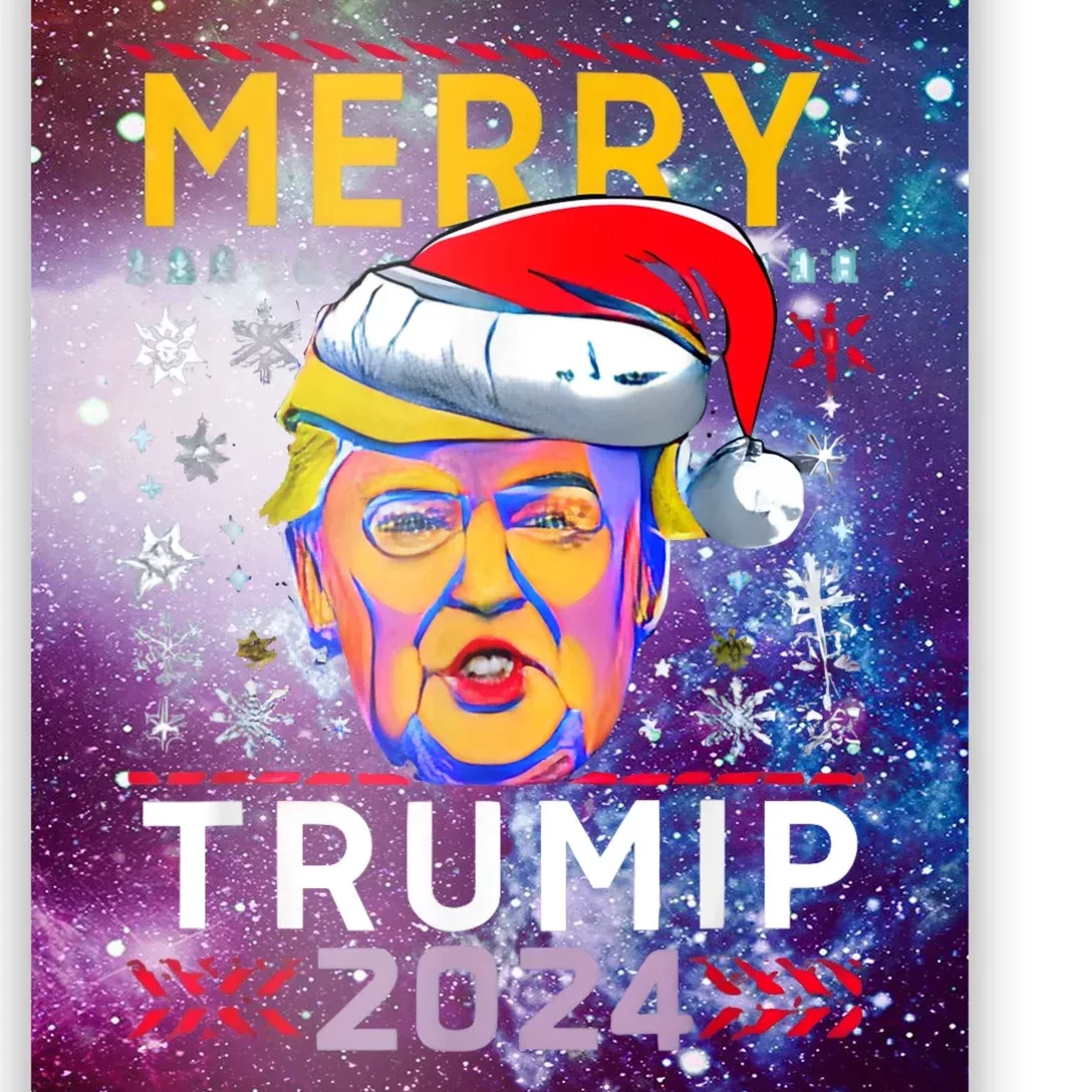 Merry Christmas Trump 2024 Mugshot Ugly Funny Pro Trump Poster