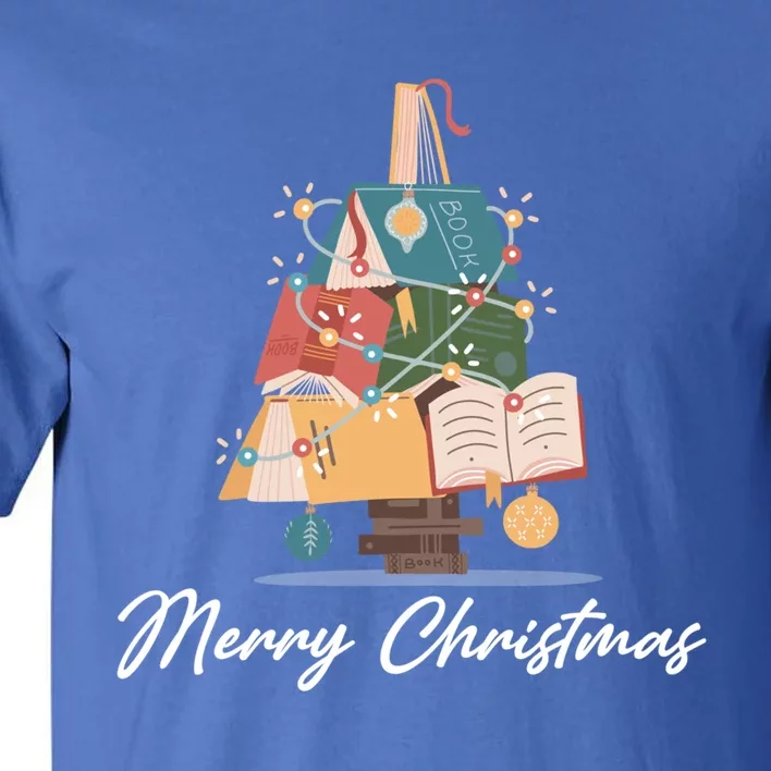 Merry Christmas Tree Of Books Librarian Reading Nerd Meaningful Gift Tall T-Shirt