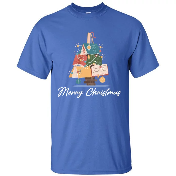 Merry Christmas Tree Of Books Librarian Reading Nerd Meaningful Gift Tall T-Shirt