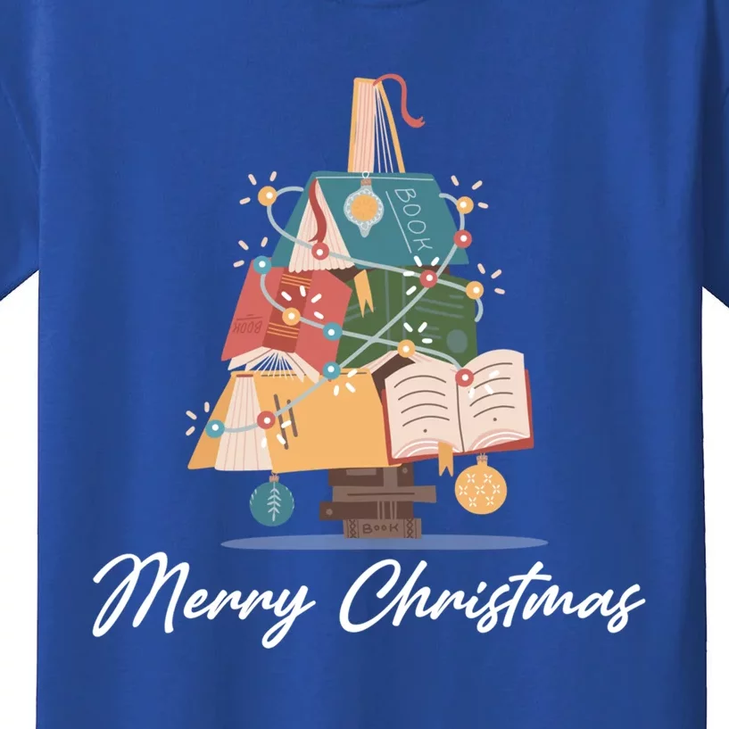 Merry Christmas Tree Of Books Librarian Reading Nerd Meaningful Gift Kids T-Shirt