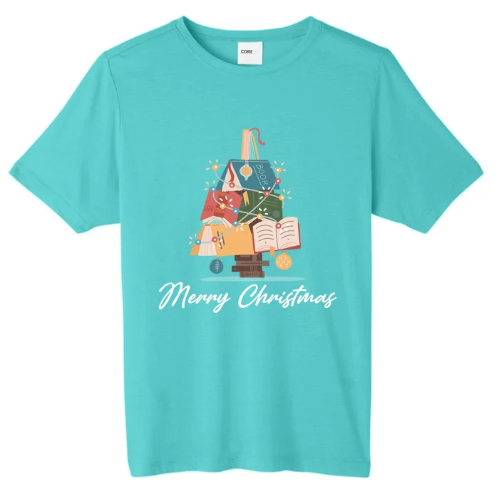 Merry Christmas Tree Of Books Librarian Reading Nerd Meaningful Gift ChromaSoft Performance T-Shirt