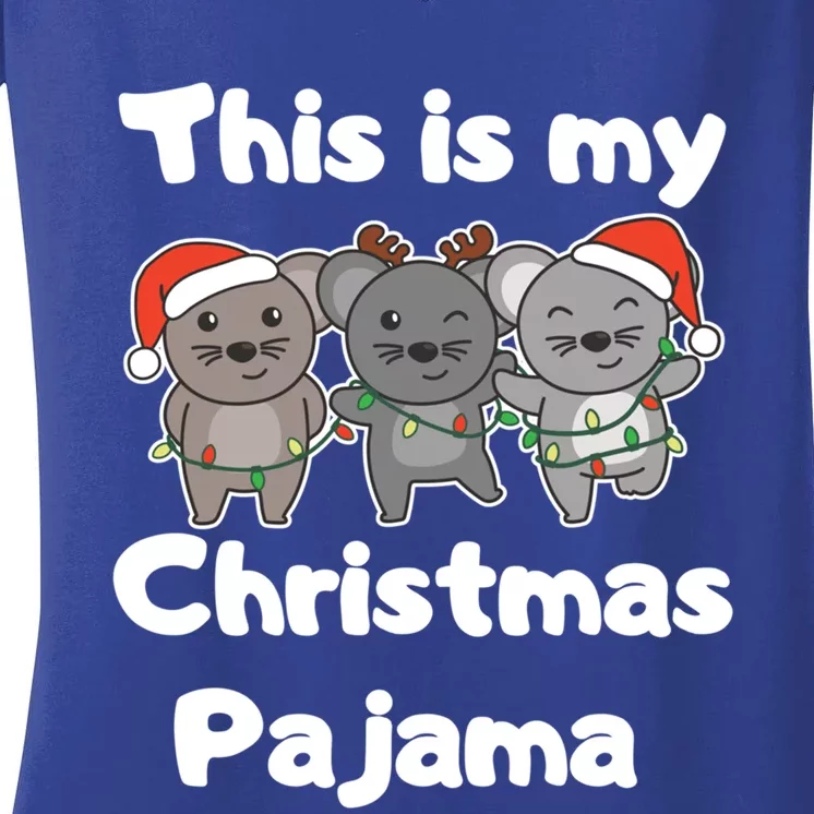 Mouse Christmas This Is My Christmas Pajama Gift Women's V-Neck T-Shirt