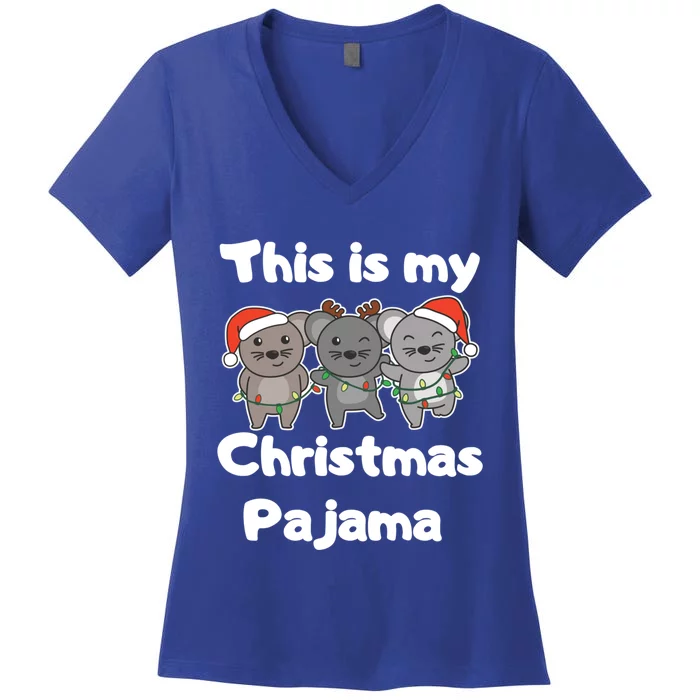 Mouse Christmas This Is My Christmas Pajama Gift Women's V-Neck T-Shirt