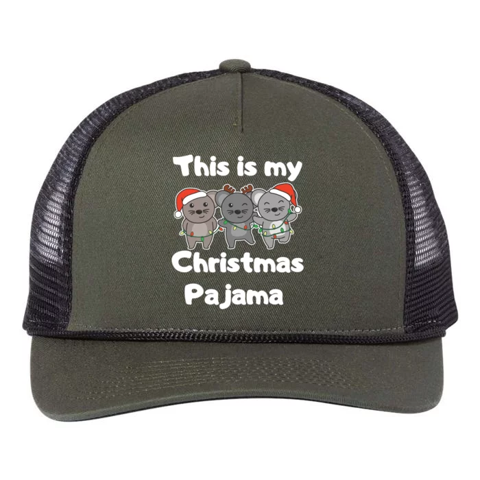 Mouse Christmas This Is My Christmas Pajama Gift Retro Rope Trucker Hat Cap