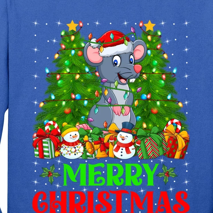 Mouse Christmas Tree Lights Matching Family Santa Rat Xmas Funny Gift Tall Long Sleeve T-Shirt