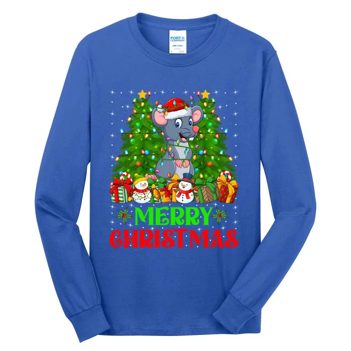 Mouse Christmas Tree Lights Matching Family Santa Rat Xmas Funny Gift Tall Long Sleeve T-Shirt