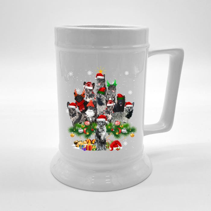 Mudi Christmas Tree Lights Funny Dog Xmas Gift Front & Back Beer Stein