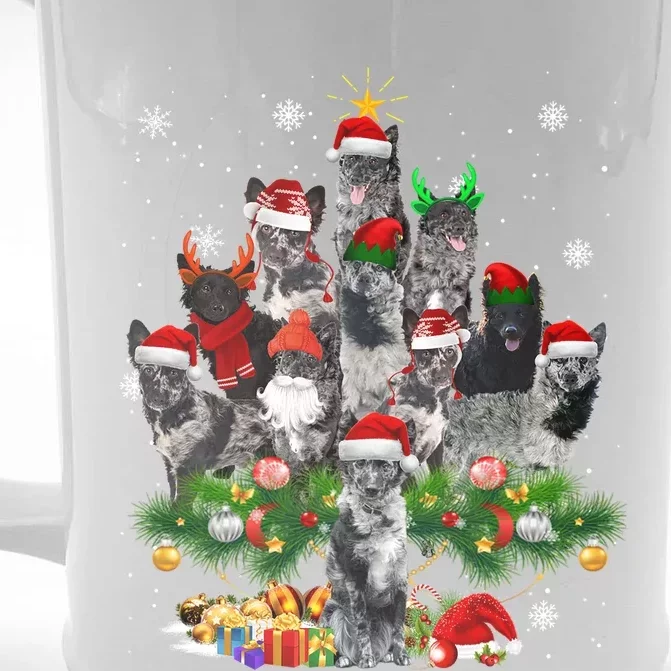 Mudi Christmas Tree Lights Funny Dog Xmas Gift Front & Back Beer Stein