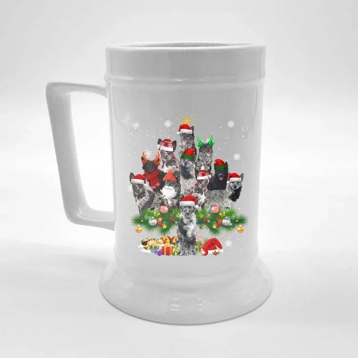 Mudi Christmas Tree Lights Funny Dog Xmas Gift Front & Back Beer Stein