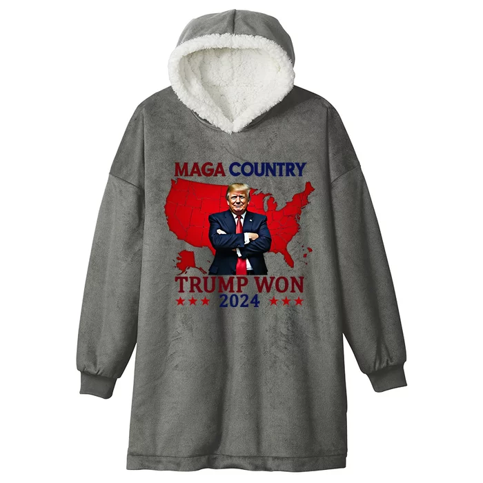 Maga Country Trump Won 2024 Election President 47th Hooded Wearable Blanket