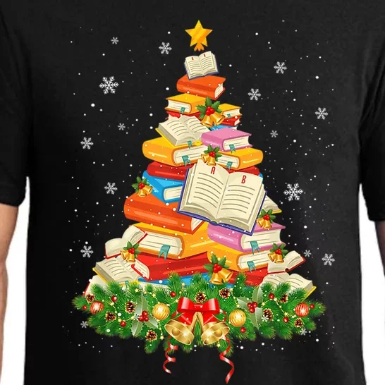 Merry Christmas Tree Reading Books Librarian Xmas Lighting Gift Pajama Set