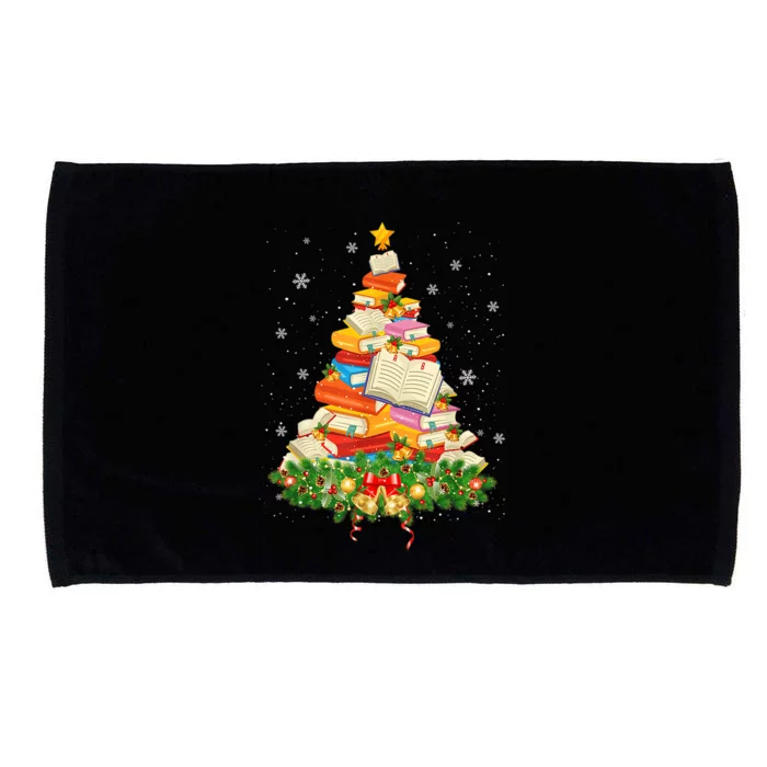 Merry Christmas Tree Reading Books Librarian Xmas Lighting Gift Microfiber Hand Towel