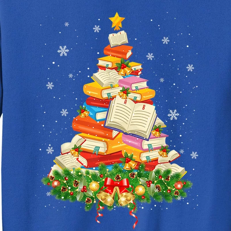 Merry Christmas Tree Reading Books Librarian Xmas Lighting Gift Tall Sweatshirt