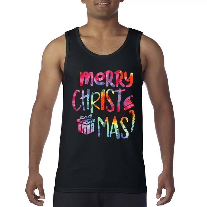 Merry Christmas Tie Dye Xmas Holiday Tank Top