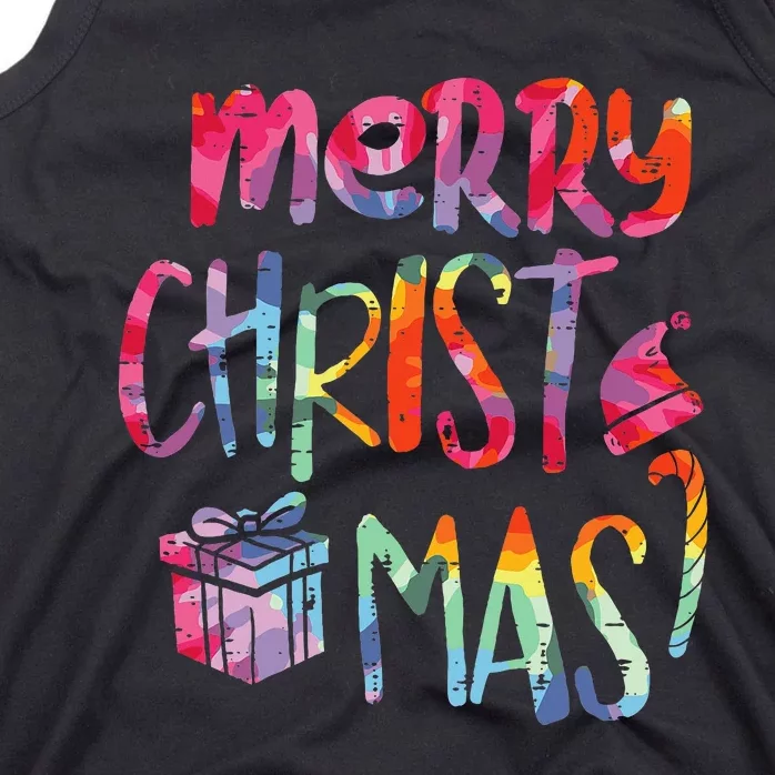 Merry Christmas Tie Dye Xmas Holiday Tank Top