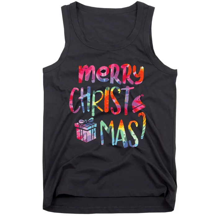 Merry Christmas Tie Dye Xmas Holiday Tank Top