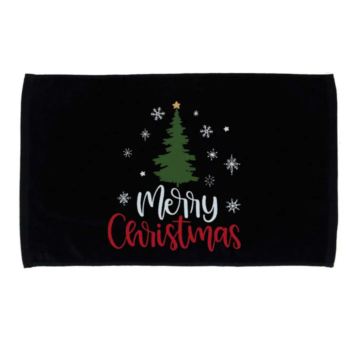 Merry Christmas Tree Christmas Microfiber Hand Towel