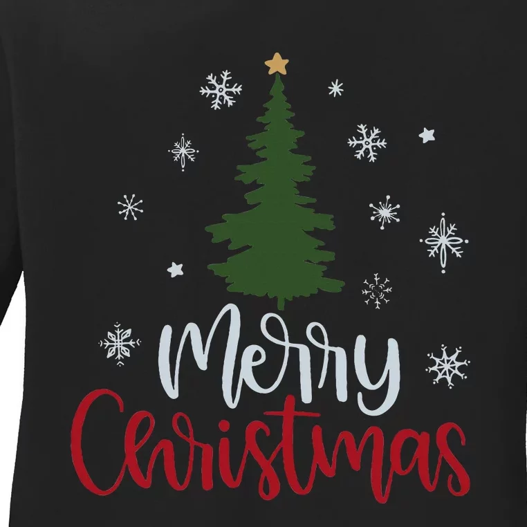 Merry Christmas Tree Christmas Ladies Long Sleeve Shirt