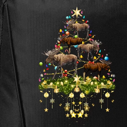 Mooses Christmas Tree Lights Holiday Moose Lover Cute Gift City Backpack