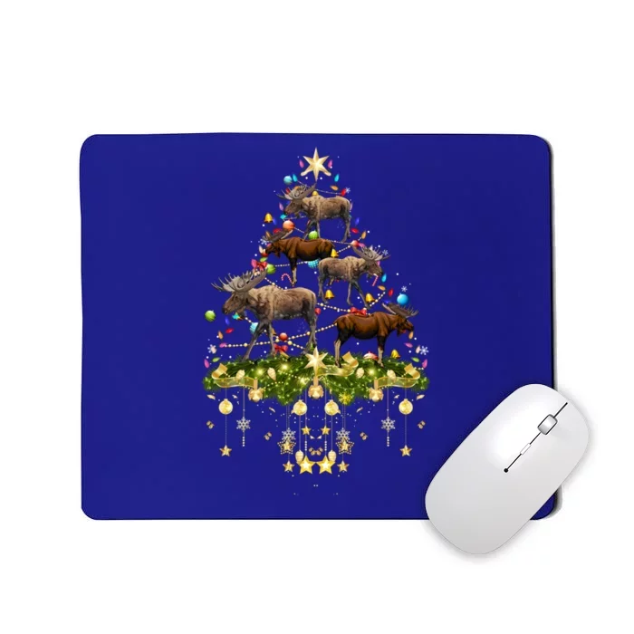 Mooses Christmas Tree Lights Holiday Moose Lover Cute Gift Mousepad