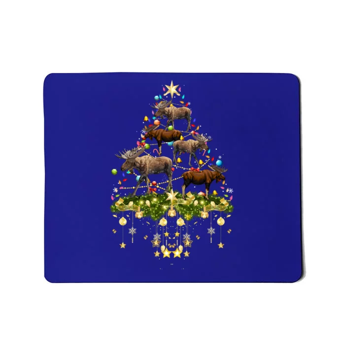 Mooses Christmas Tree Lights Holiday Moose Lover Cute Gift Mousepad