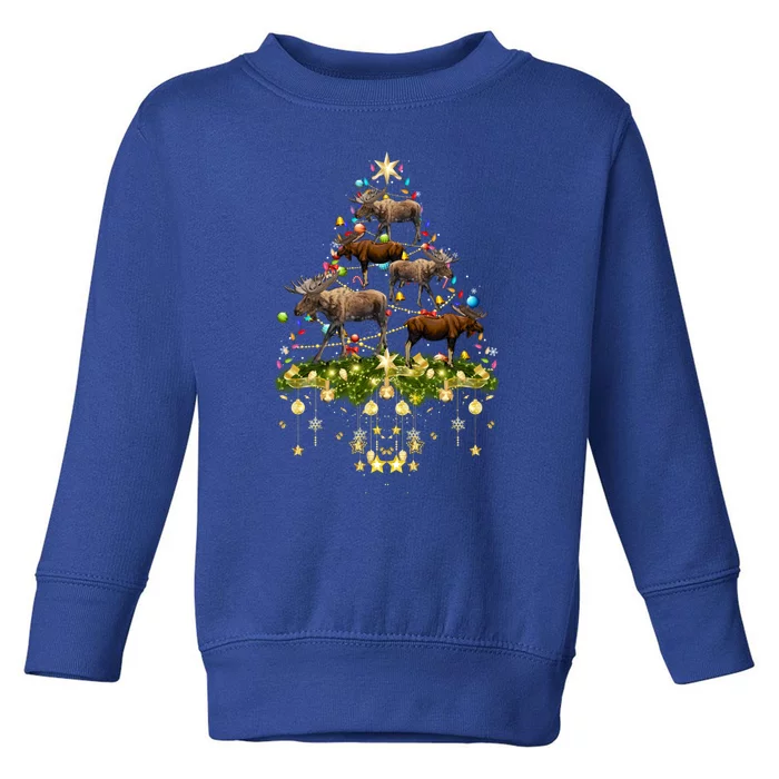 Mooses Christmas Tree Lights Holiday Moose Lover Cute Gift Toddler Sweatshirt