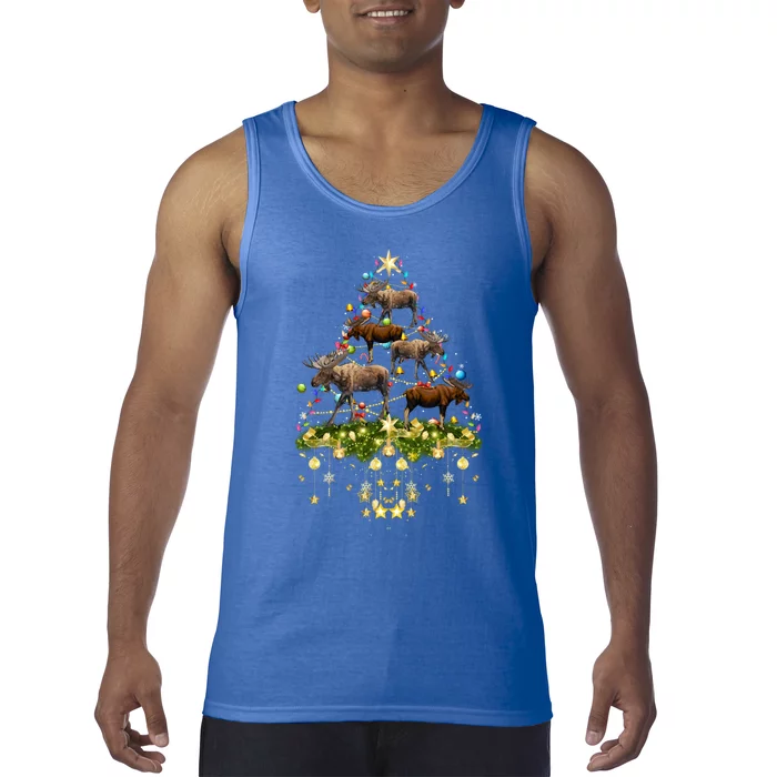 Mooses Christmas Tree Lights Holiday Moose Lover Cute Gift Tank Top