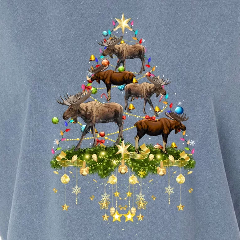 Mooses Christmas Tree Lights Holiday Moose Lover Cute Gift Garment-Dyed Women's Muscle Tee