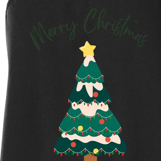 Merry Christmas Tree Christmas Santa Elf Women's Racerback Tank