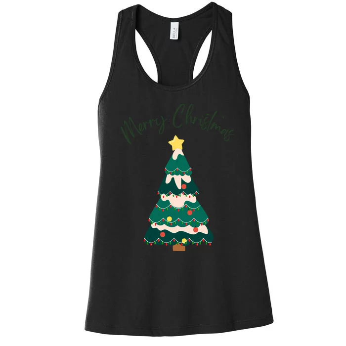 Merry Christmas Tree Christmas Santa Elf Women's Racerback Tank