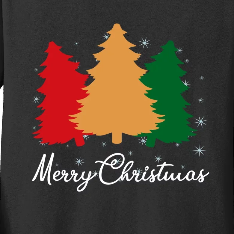 Merry Christmas Tree Family Xmas Holidays Gift Kids Long Sleeve Shirt